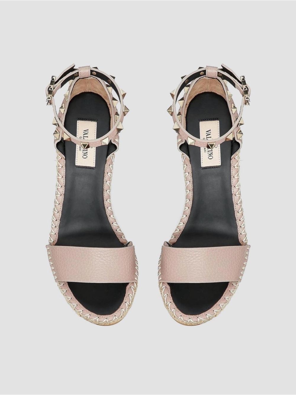 Valentino Garavani Rockstud Ankle Strap Sandals in Blush Pink